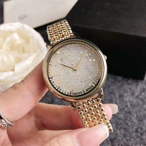 Montres-bracelets de marque complète pour femmes et filles, Style pierres précieuses colorées, bracelet en acier et métal, Quartz, horloge de luxe SW70