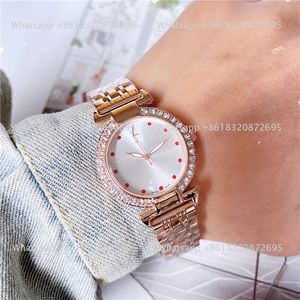 Mode pleine marque montres femmes dames fille diamant Style luxe métal acier bande Quartz horloge L89