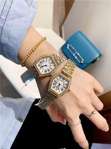 Fashion Full Brand Pols Horloges Women Ladies Girl Crystal Style Luxury Steel Metal Quartz Clock CA 98