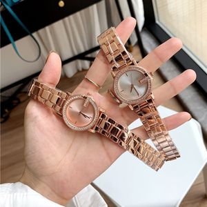Montres-bracelets de marque complète pour femmes, Style fille, luxe, avec Logo, bracelet en métal et acier, horloge à Quartz, G146
