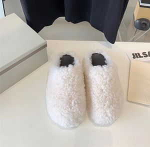 Mode bont slippers vrouwen rond teen paardenhaarglaasjes vrouwelijke mohair zwart rozen wollen marine witte muildieren schoenen plat half slipper vrouw casual pluche schoenen 35 37 39 43 44 45