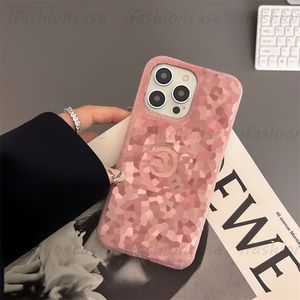Mode Furry Shell Phonecase Designer Phone Cases Luxury Check Pattern C Case Pink Letters Cover pour IPhone 14 Pro Max Plus 13 12 11 Top