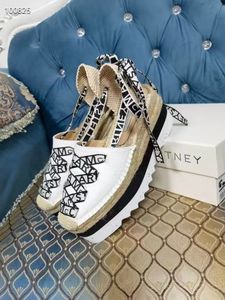 Fashion-Gaia platform espadrilles Stella Mccartney sandalen 8 cm toenemende mode denim zomerschoenen met sleehak