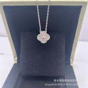 Fashion Gaoban Van Clover Full Diamond Pure Silver ketting met vrouwelijke Fritillaria Classic Diamonds 18K Rose Gold Lock Bone Chain met logo