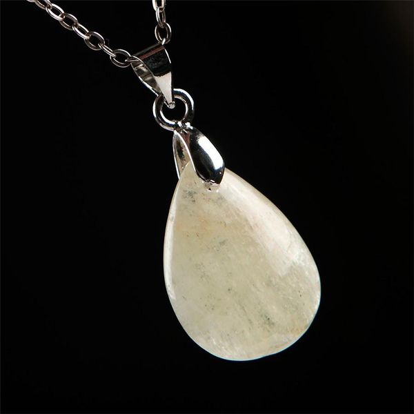 Fashion-Genuine Green Natural Kunzite Quartz Gemstone Crystal Bead Water Drop Pendentif 19 * 14 * 4mm