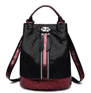 Mode-lederen PU Hoge Capaciteit Dames Rugzak Emmer Outdoor Sport Rugzakken Cross Body Reizende Tas Schoudertassen Totes L9466-3