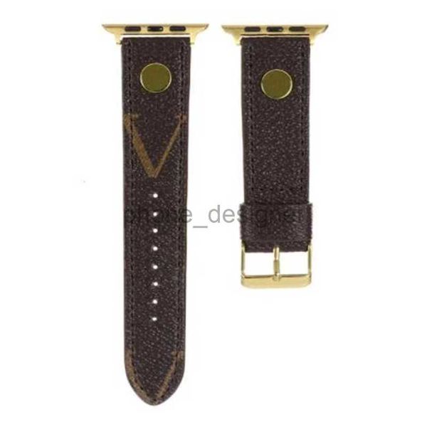 Fashion Verineuse en cuir Watch Bands for Apple Watch Strap 38 mm 40mm Iwatch 3 4 5 6 7 8 Série Band Designer Fleur Black Golden Link Chain Wristband NN67736G