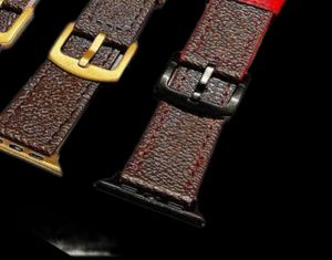 Mode echte lederen horlogebanden voor horlogeband 38 mm 40 mm 41 mm 42 mm 44 mm 45 mm Iwatch 3 4 5 SE 6 7 -serie bandontwerper F9080039
