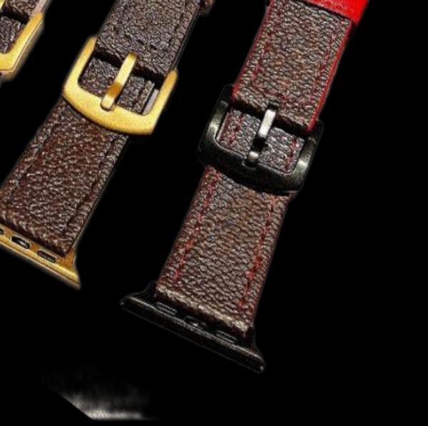 Bandas de reloj de cuero genuinas de moda para una correa de reloj 38 mm 41 mm 41 mm 42 mm 44 mm 45 mm iWatch 3 4 5 SE 6 7 Series Band Designer F1719239