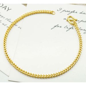 Mode echte echte Gouden Ketting 24 K Massief gouden Sieraden tarwe ketting armbanden vrouwen geel gouden ketting op maat