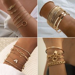 Bracelet géométrique de mode Designer de bracelet OT Buckle Gold Bracelet se chevauchant USEUX créateur juif pour les femmes avec des perles Braceuse de diamant Bracelet Punk Vintage Style