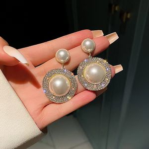 Mode Geometrische metalen Pearl Pendant Drop -oorbellen voor vrouw 2023 Gothic Girl's Elegant Jewelry Wedding Set Accessoires