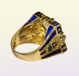 Moda geométrica en forma cuadrada anillos de dedo de oro hombres budismo chakra henna relleno redondo circón anillo de piedra joyería Z3P332 Cluster7228229