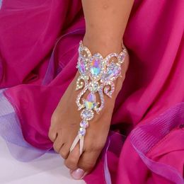 Fashion Geométric Toe Chain Hollow pour femmes Bijoux de pied Belly Dance Crystal Crystal Bracelet Beach ACCESSOIRES PETITES 240419