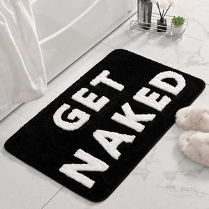 Mode Get Naked Badmat Badkamer Tapijten voor Bad Mat Leuke Badmatten voor Appartement Decor Getuft Zwart en Wit Douchemat HKD230809