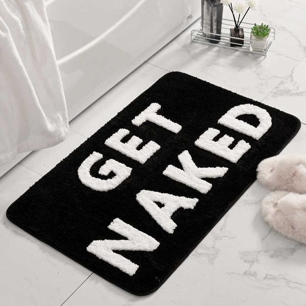 Alfombra de baño Fashion Get Naked, alfombras de baño para bañera, bonitas alfombras de baño para decoración de apartamentos, alfombra de ducha en blanco y negro con mechones HKD230809