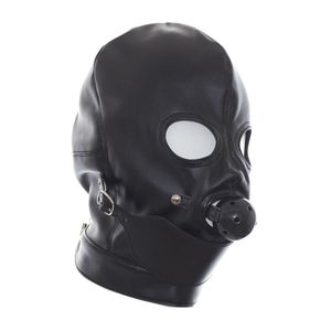 Fashion GIMP Full Mask Hood Open Eyes w / Mouth Ball Gag Bondage Fetish Restraint # R172