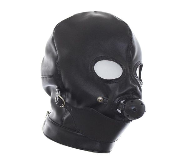 Moda GIMP Máscara completa Capucha Ojos abiertos con boca Bola Mordaza Bondage Fetiche Restricción R1726555532