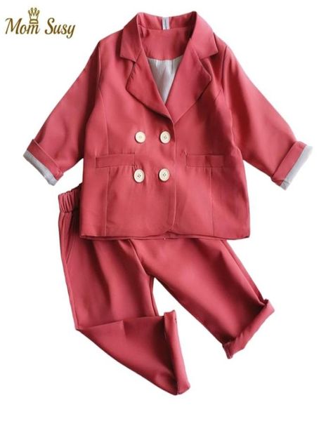 Fashion Girl Boy Ropa formal Juego de traje Caquieta 2 PCS Niña Baby Blazer Chaqueta Blazer de alta calidad Corea 2108046314687