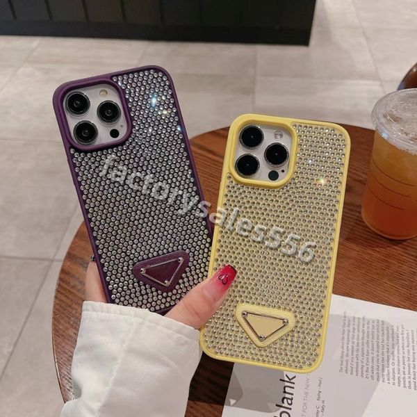 Fashion Girl Diamond Cover Fundas para teléfono para iPhone 15 Pro Max 14Plus 13 12 11 XR Placa de metal de lujo Funda protectora P Marca Contraportada Shell