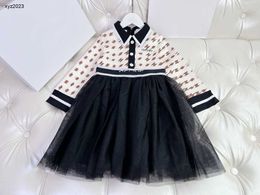 Vestido de niña a la moda, vestido de fiesta para bebé con solapa de diseñador, falda para niños de otoño, talla 110-160, diseño de costura de encaje, vestido para niño Nov10