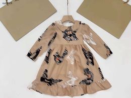 Vestido de niña de moda Vestidos de bebé de manga larga Tamaño 100-150 falda de diseñador para niños Patrón de animales de dibujos animados vestido de niño con estampado Dec20