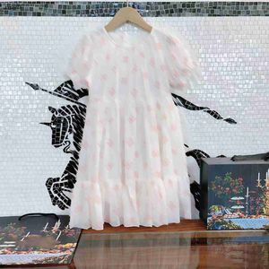 Fashion Girl Robes Princess Dress Letter Imprimée Baby Lace Jupe Taille 90-150 cm Kids Designer Vêtements Enfant d'été Rouge 24MA