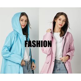 Mode Fille Lady Imperméable À Capuche Voyage En Plein Air Étanche Équitation Tissu Manteau De Pluie pour Femmes Poncho Long Imperméable Imperméable Y200324