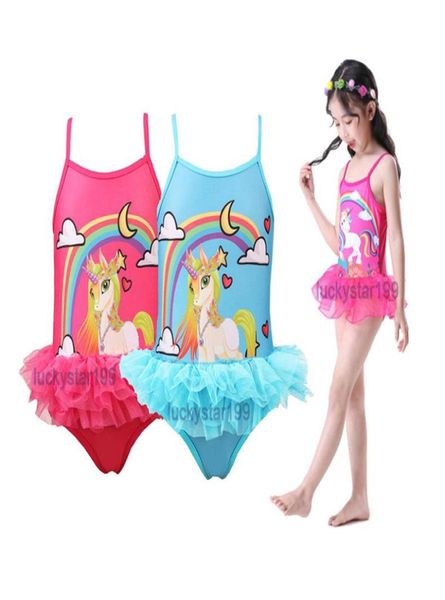 Fashion Girl One Piece Suspende Swimsuit Unicorn Designerwearwear 310t Girls Cartoon Imprimé Bathing Cultiging Kids Christmas vocat5395147