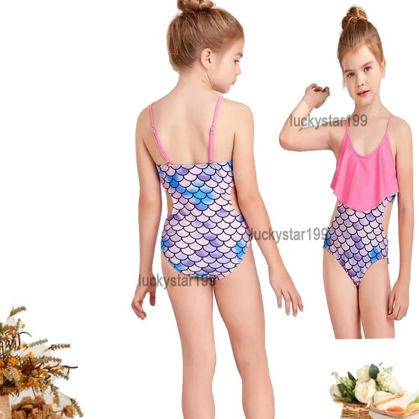 Fashion Girl One-Pièces Sirène Maillot De Bain Patchwork Designer Jarretelles Beachwear 8-14T Filles Sexy Bikinis Enfants Été Maillots De Bain Confortables