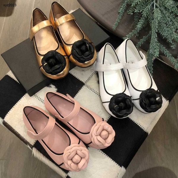 Zapato de princesa para niña, decoración floral 3D, zapatillas para niños, talla 26-35, incluye caja de zapatos, zapatos planos de cuero para bebé, 24 de febrero de 2020