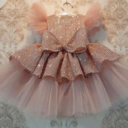 Fashion-Girl's Robes Sequin Cake Double Baby Girl Dress 1 An Anniversaire Né Fête De Mariage Robe De Bal Vêtements