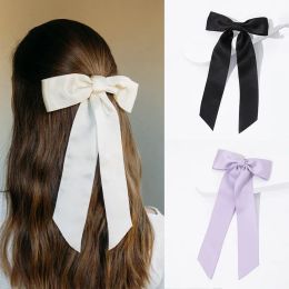 Fashion Girls Big Bows Hairpins Ins Kids Satin Bow Long Ribbon Hair Clip Children Princess Accessoires