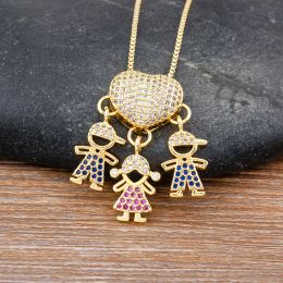 Fashion Girls Boys Inlaid Crystal Zircon 14K Yellow Gold Pendant Romantic Heart Necklace Exquisite Mothers Day Jewelry G 13