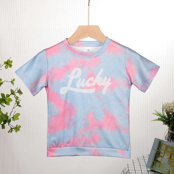 Fashion Girls Clothes Suit Summer Ti-Dye Top Jirt 2 pièces Set Teenage Girl Tendy Tendy Tépail Lettre Tracksuit Girl's Sweet Wear