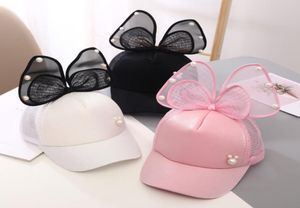 Fashion Girls Cut Baseball Cap Summer Child enfants perle en dentelle Bowknot Ball Caps Enfants plage Sunhats Visor 28T A78542173134