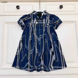 Fashion Girls Dresses Kids Designer Kleding Blue Stripe Design Baby Rok Child PartyDress Maat 100-160 cm Princess Jurk 24mar