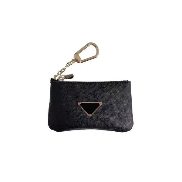 Fashion Girls Mini Zipper Wallet Femme Black Soft Le cuir à lèvres en cuir souple Keychain Coin Purse Mans Document de voyage Document de voyage Cartes de crédit Sac Holder Gift With Box Wholesale