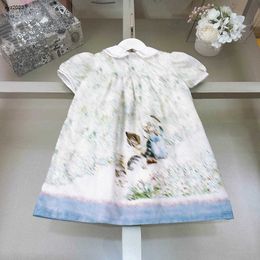 Fashion Girls Partydress Cat Match Imprimez la jupe bébé taille 90-160 cm pour enfants designer Cold de revers Robe princesse 24april