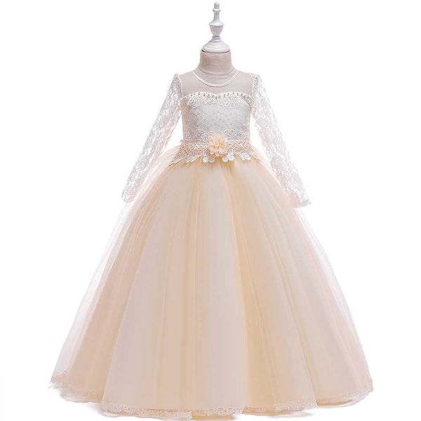 Mode filles princesse Pageant fête longue robe de soirée élégante dentelle fleur filles robe moelleuse meilleurs vêtements d'enfants Q0716