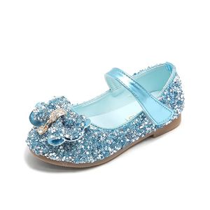 Fashion Girls Shoes Kids schoenen pailletten strass prinses met vlinder-knoop flats schoenen voor studenten herfst 240416