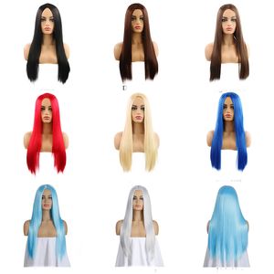 Moda chicas mujeres largo Cosplay pelucas oblicuas flequillo recto completo halloween pelucas pelo