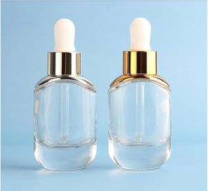 Flacon compte-gouttes en verre de mode 30ml, emballage cosmétique transparent pour huile essentielle 1oz, compte-gouttes en verre de sérum SN3267