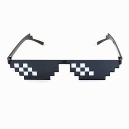 Lunettes de mode nuances 8 bits pixélisées dames lunettes de soleil unisexe lunettes mosaïque pour hommes femmes Thug Life 230920