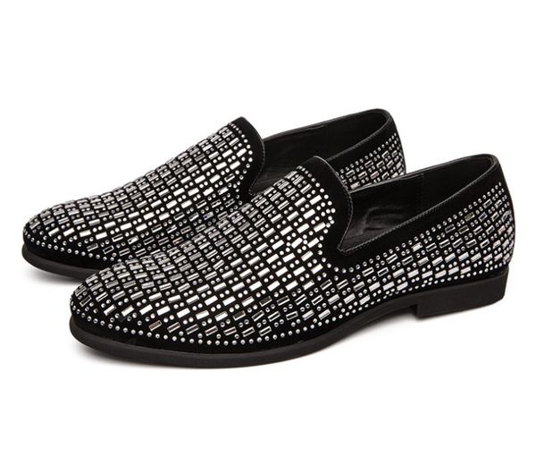 Mode paillettes mocassins hommes chaussures décontractées arrivée Coiffeur robe de mariée formelle élégante chaussures de fête hommes classique 38-46