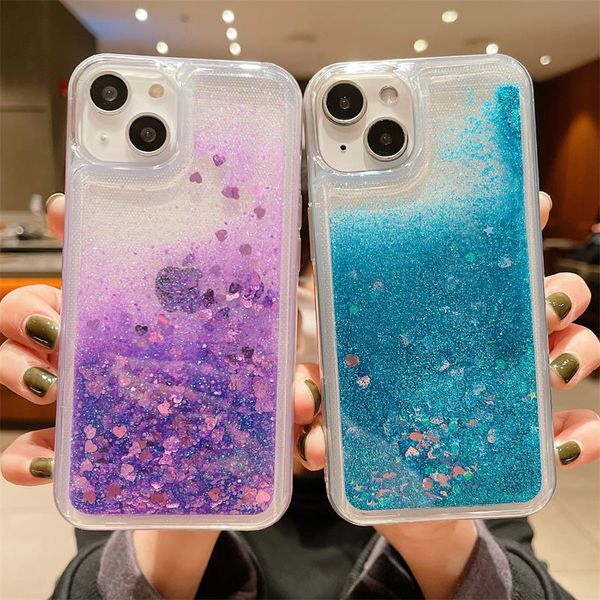 Funda de teléfono con purpurina a la moda para iphone 15, 14, 13, 12, 11 Pro Max, X, XR, XS MAX, 6S, 6, 7, 8 Plus, funda ostentosa con arena movediza líquida