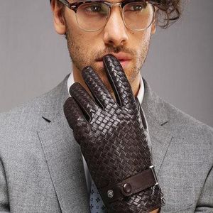 Gants de mode pour hommes Nouveau tissage haut de gamme véritable cuir solide poignet en peau de mouton gant homme qcqKp dh2010258n