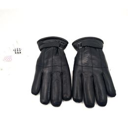 Gants de mode en cuir véritable gant pour hommes hiver en plein air chaud fourrure épaississement thermique patchwork gants