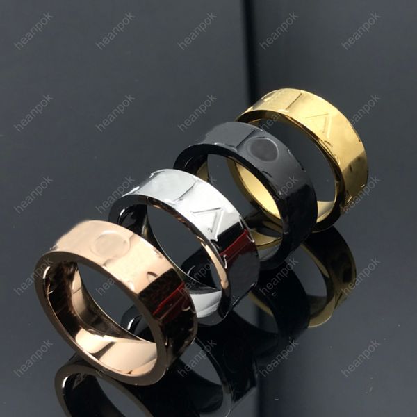 Moda Gold Band Anillos Diseñador para hombre Love Earing Titanium Steel Jewelry Luxurys Anillos de boda para mujer Edge Grabado Tamaño 5 9 10 11 Caja