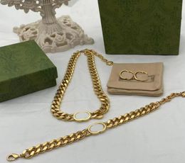 Fashion Gold Chain Colliers épaisses hommes Femmes en acier inoxydable chaînes Link Collier Bracles Cuban Letter Bracelet Punk Bijoux Set7185684